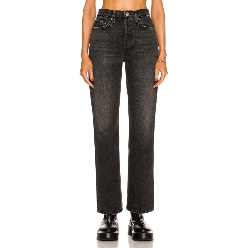Re/Done NWT Black Jeans Five Pocket Button Fly High Waist Pants Re Done 30